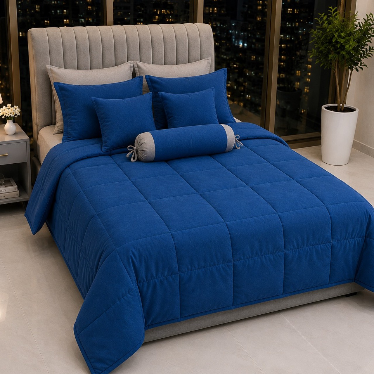 روتختی هازان 2نفره 9تیکه ابی تیره کد 5073
