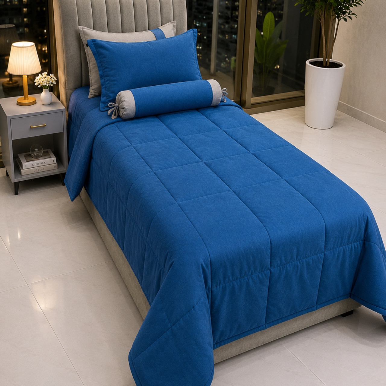 روتختی هازان 1نفره 5تیکه ابی تیره کد 5073
