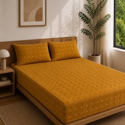 ملحفه مخمل سایز 160 خردلی